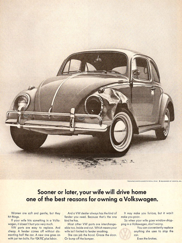 1964 - Volkswagen - "Tôt ou tard, votre femme conduira, une bonne raison d’avoir une Volkswagen"